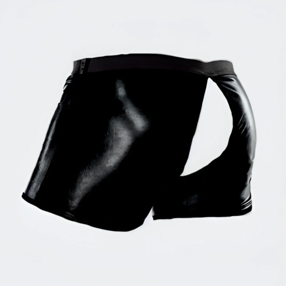 Men's Open Crotch Underwear Sexy Man Patent Leather Night Club Stage Und…